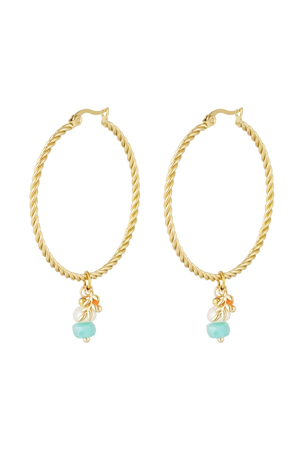 twisted earrings with natural stone charm 