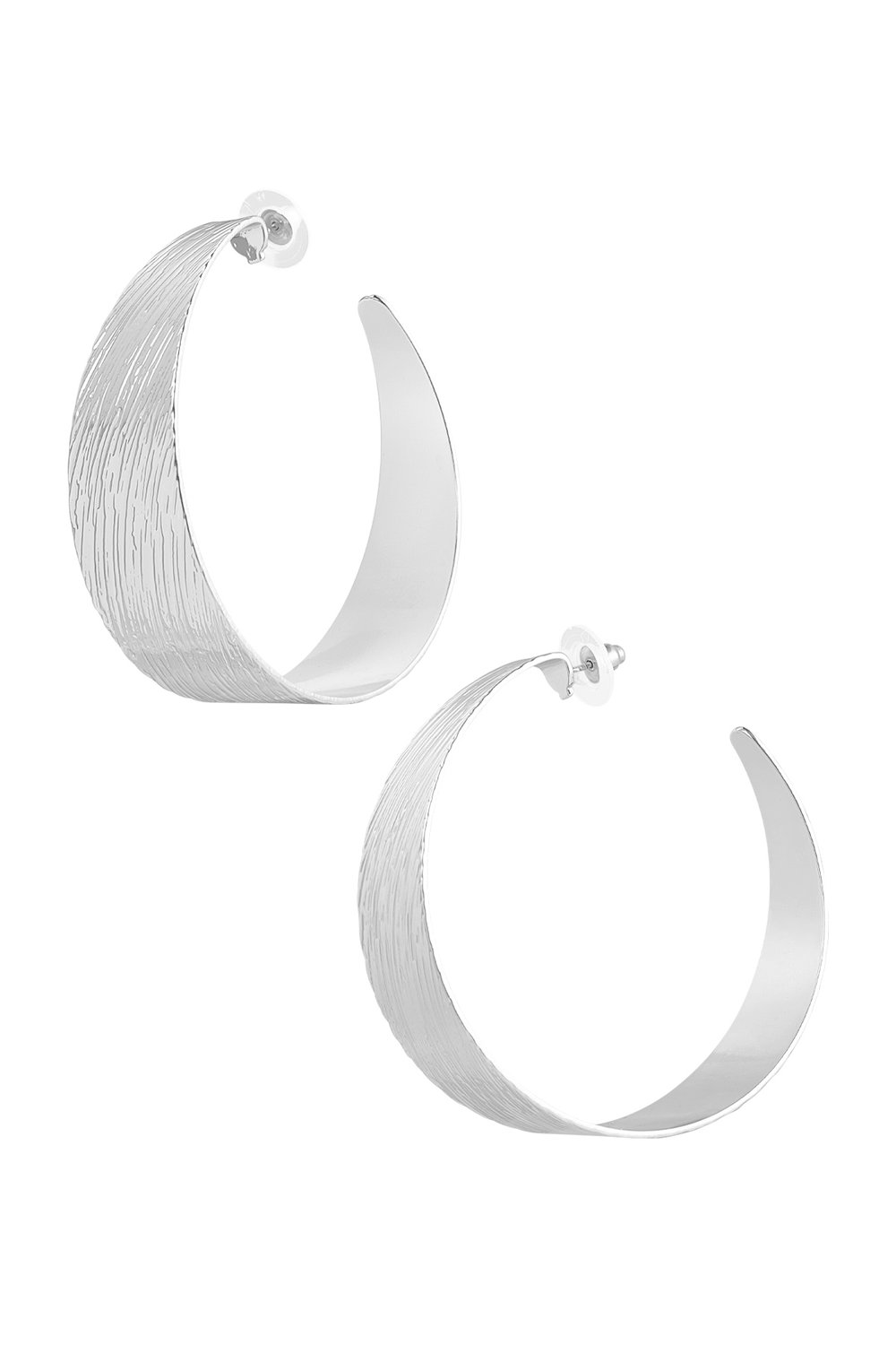 Earrings moon stripes - Silver Color color
