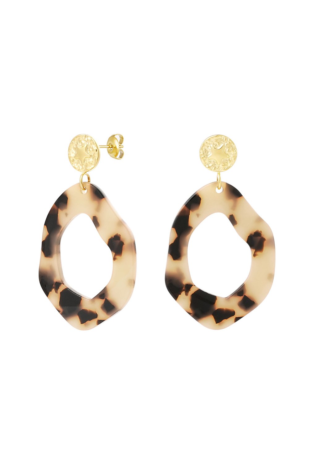 Aesthetic earrings with print - camel/Gold color 