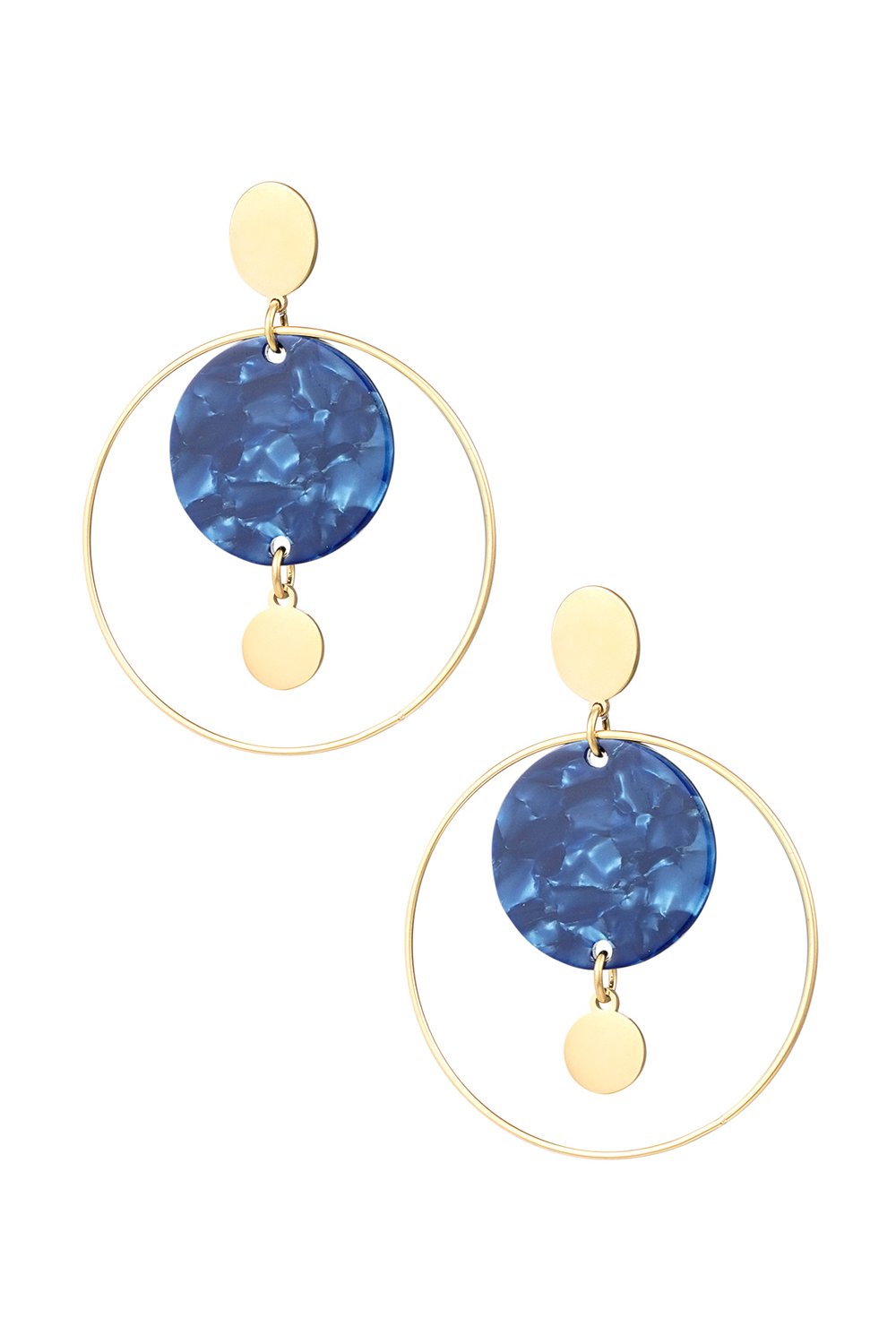 Circle earrings with print - black/Gold color