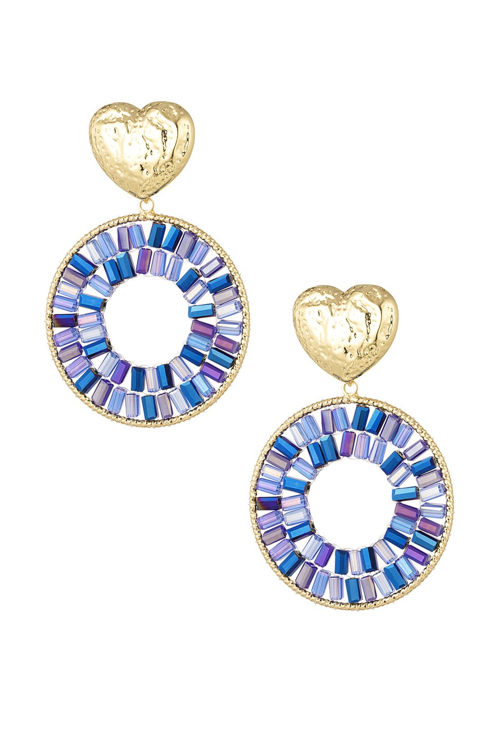 Round statement earrings with heart detail 