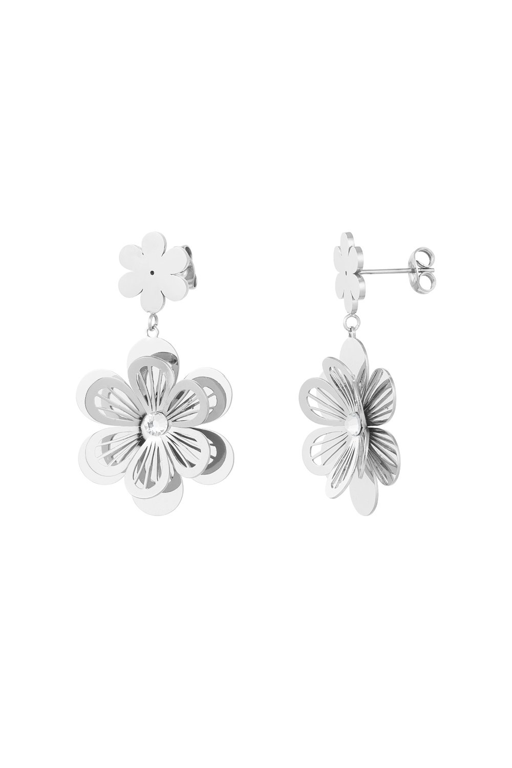 flower earrings with stone