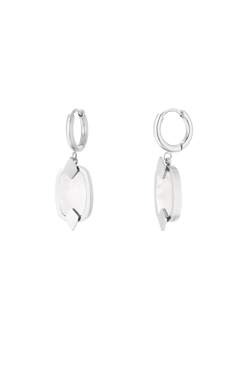 Earrings with charm - Silver Color color