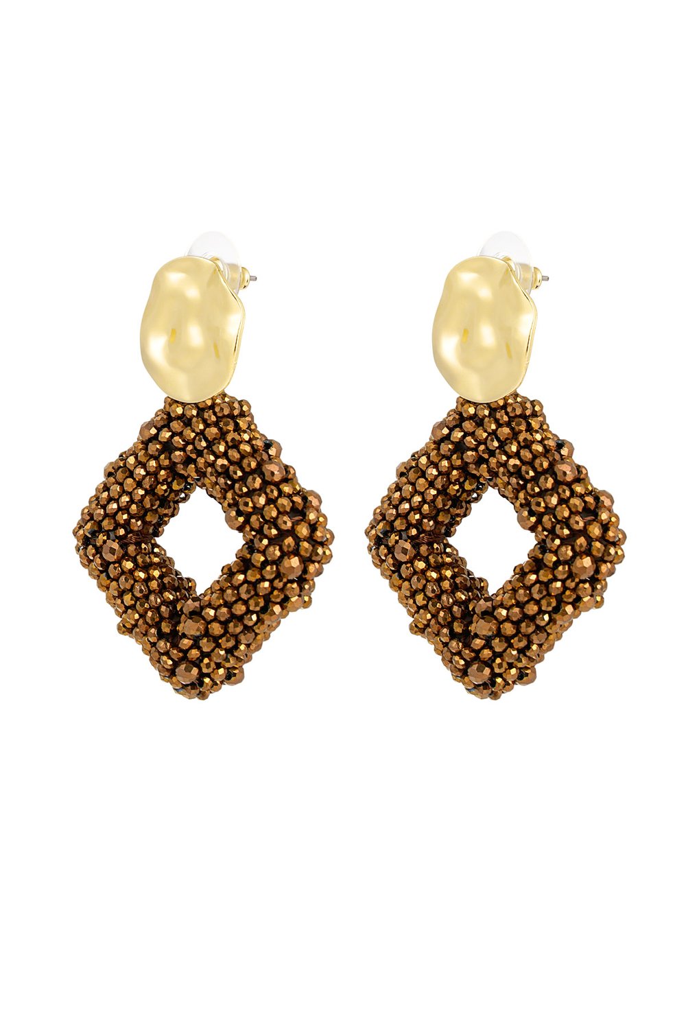 Ohrring Glasperlen Diamant - Schwarzgold 