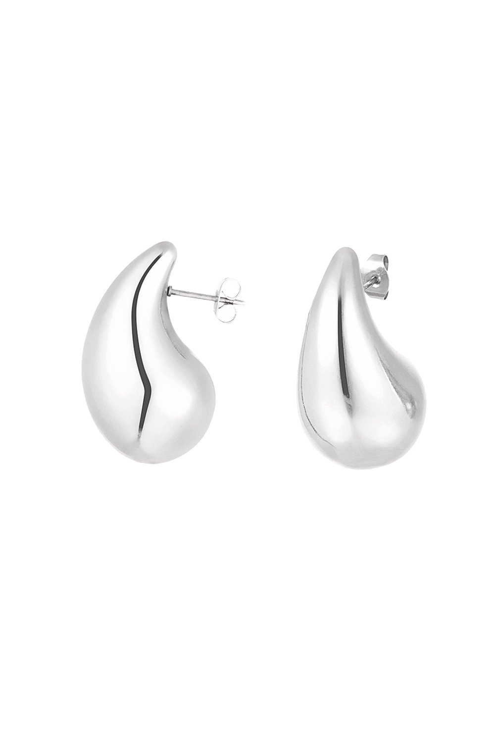 Ohrringe für Damen, dick, gewölbt, Tropfenform, aus Edelstahl, Größe M 