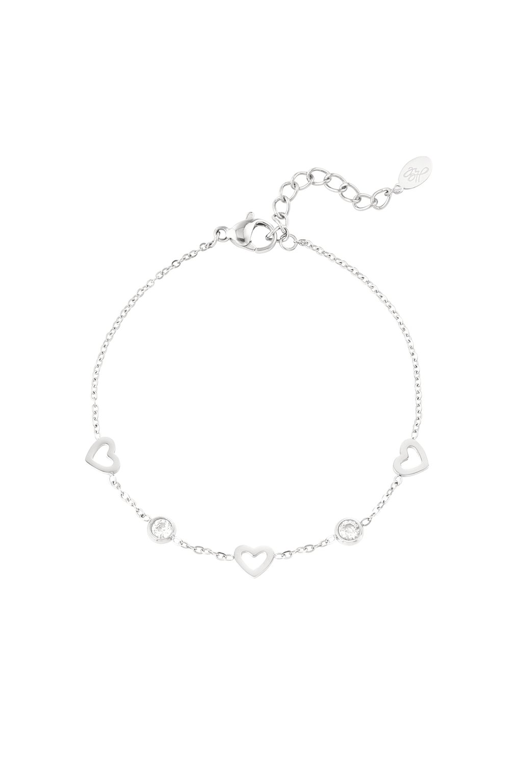bracelet with heart and diamond charms 