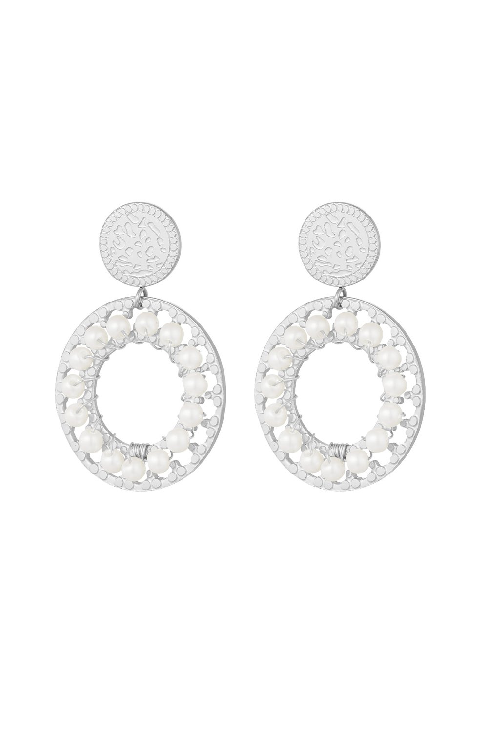 double circle earrings with pearls 
