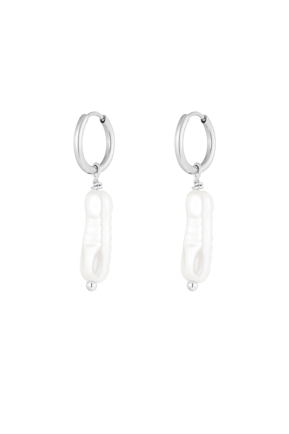 Earrings elongated pearl - Silver Color color