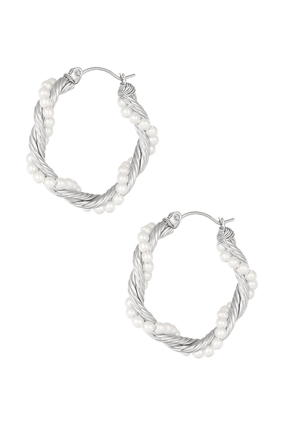 round twisted rope earrings with pearls 