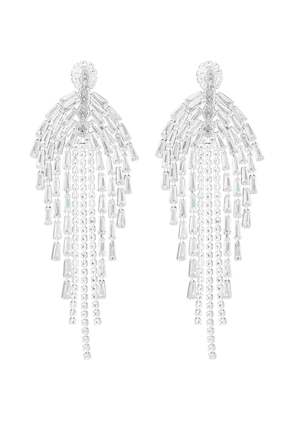 Earrings sparkly eye-catcher silver color - zircon copper