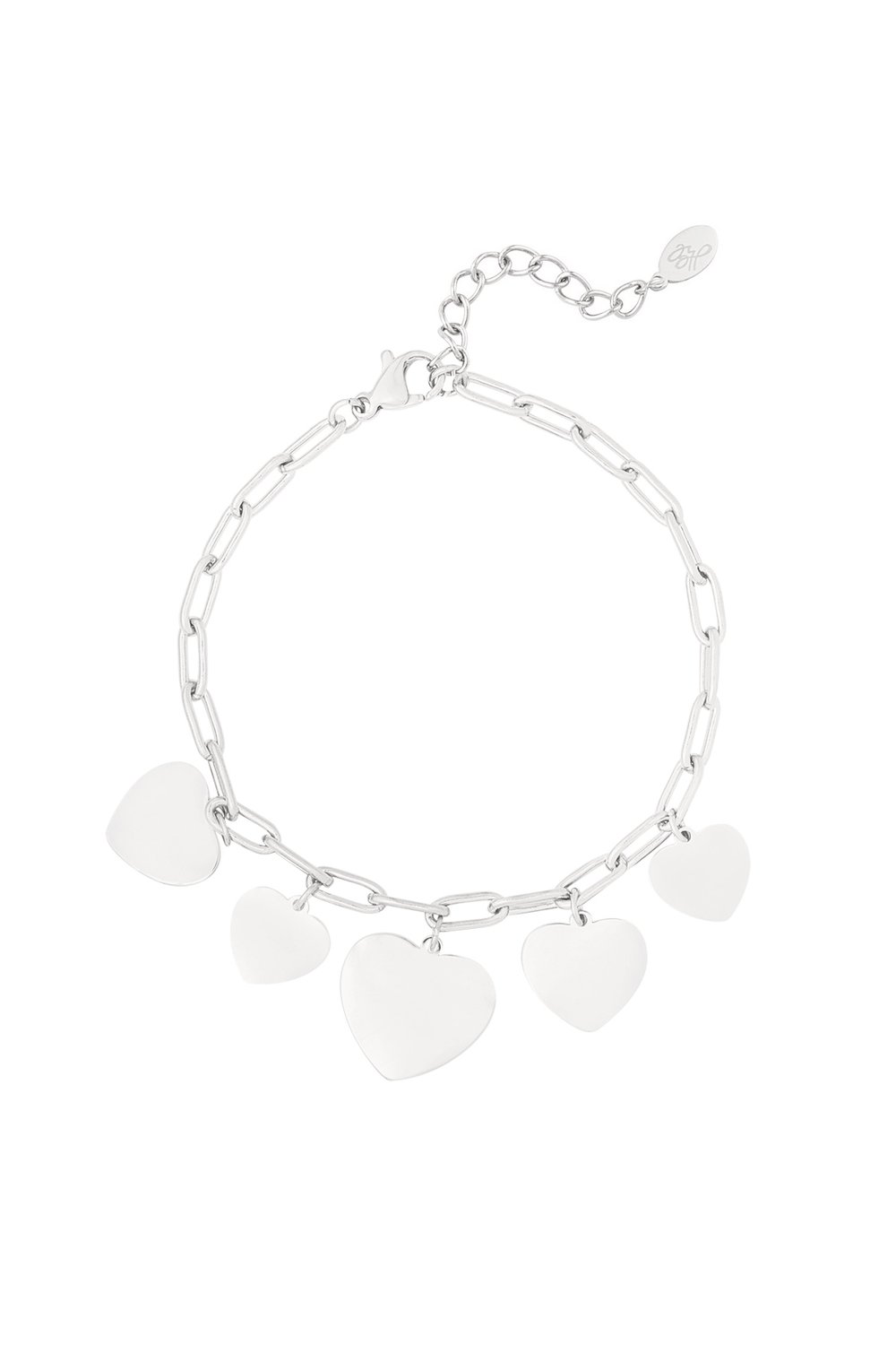 linked bracelet with heart charms