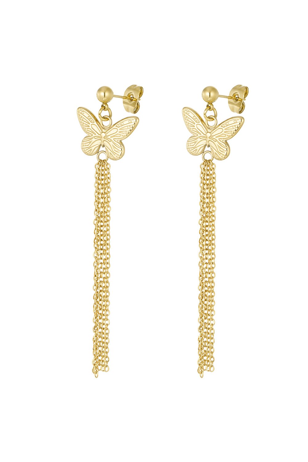 butterfly earrings with chains 
