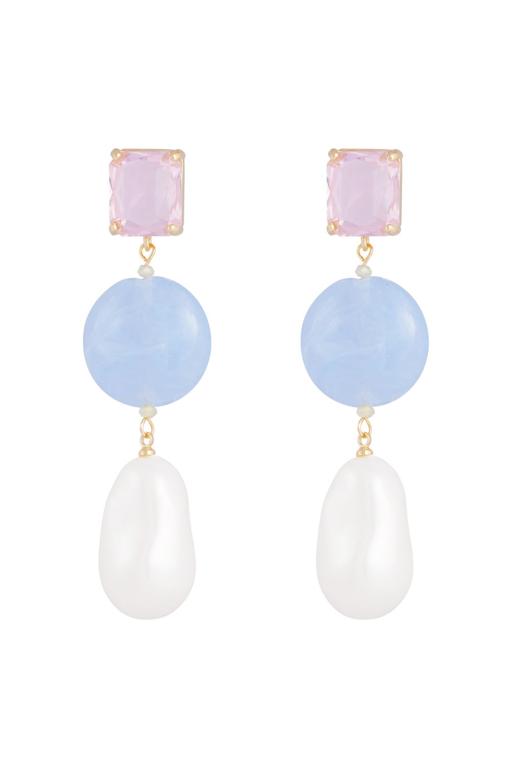 Earrings vintage pearls - blue purple