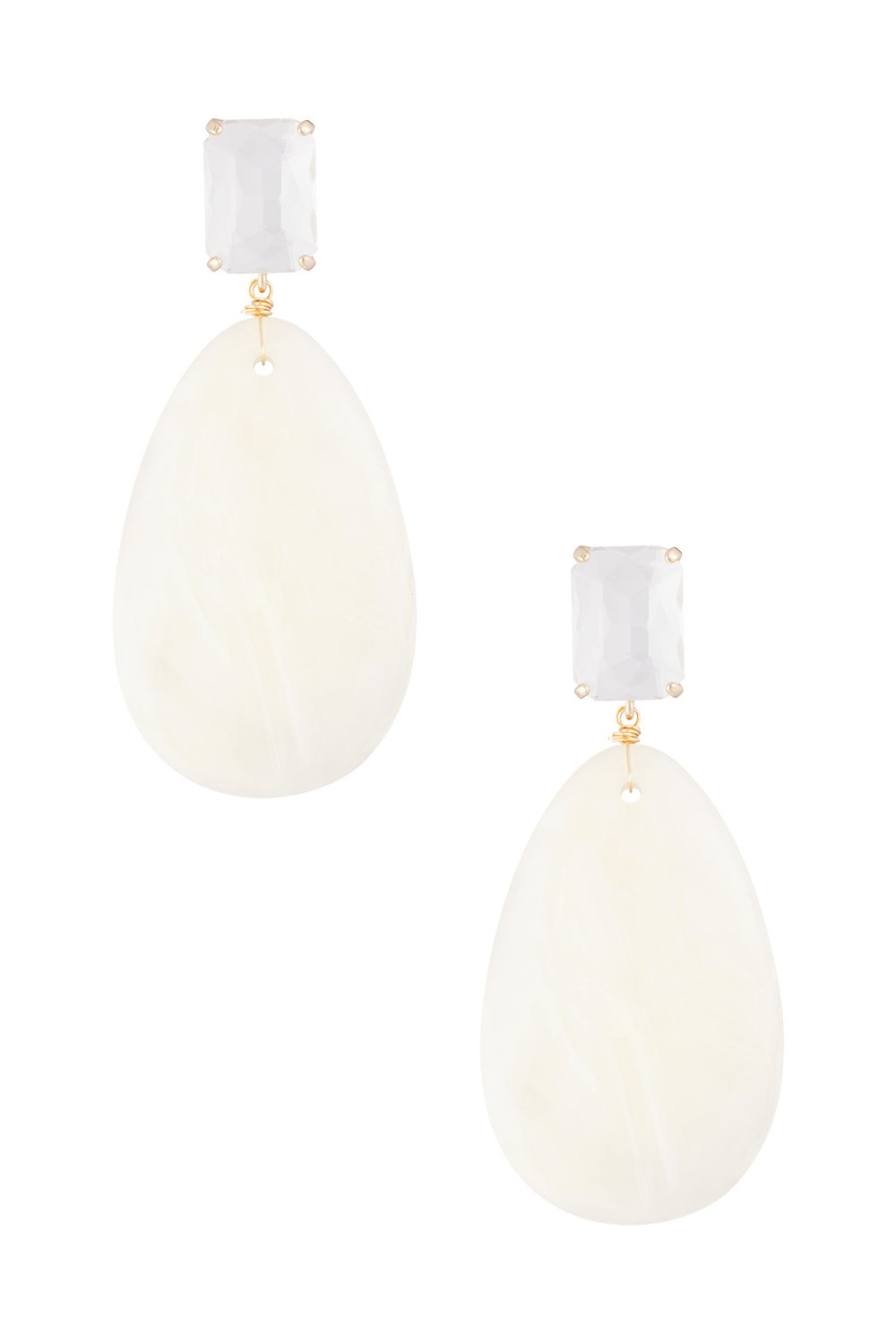 glass earrings with oval stone 