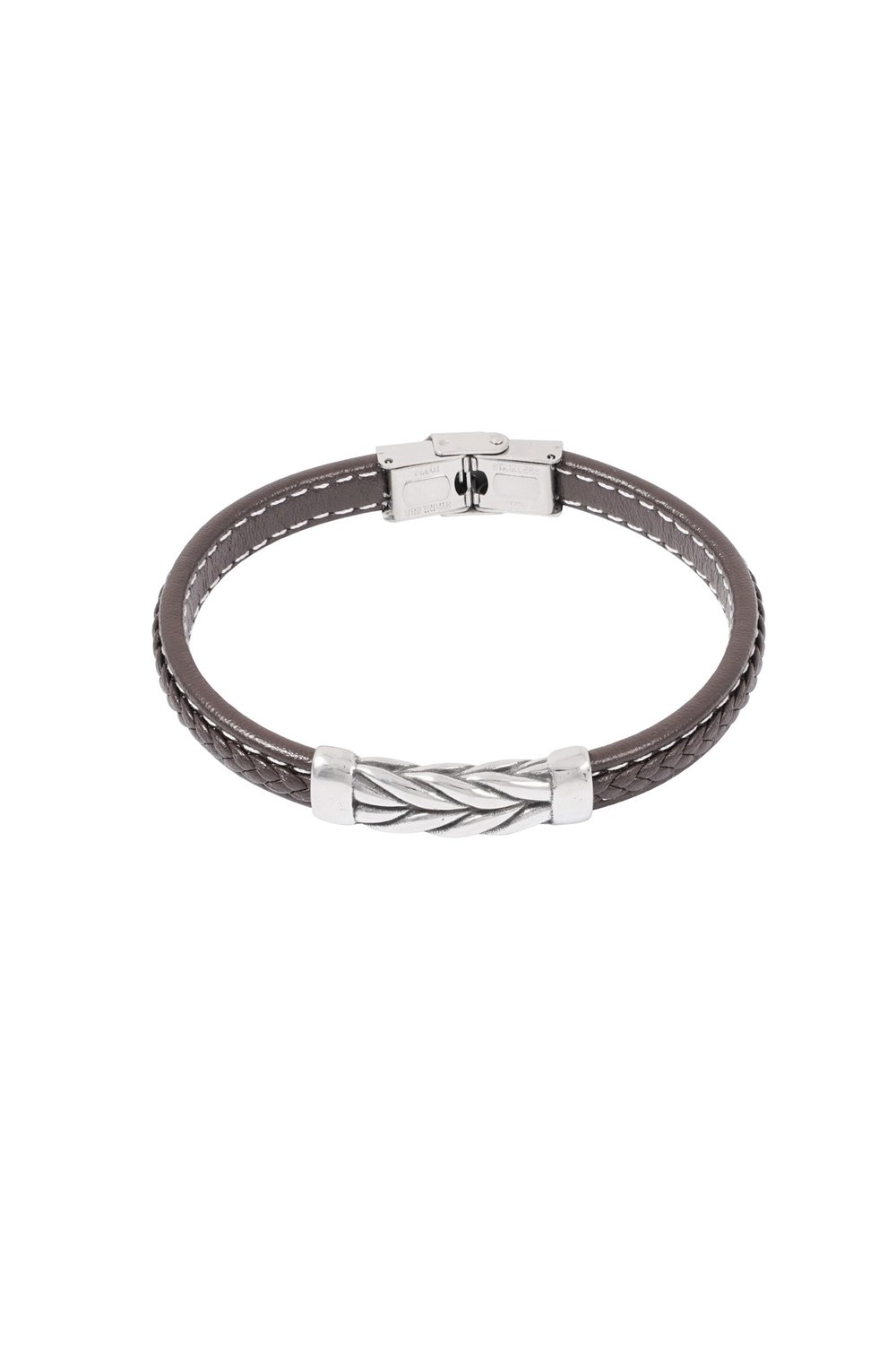 Men's bracelet silver color braided 
