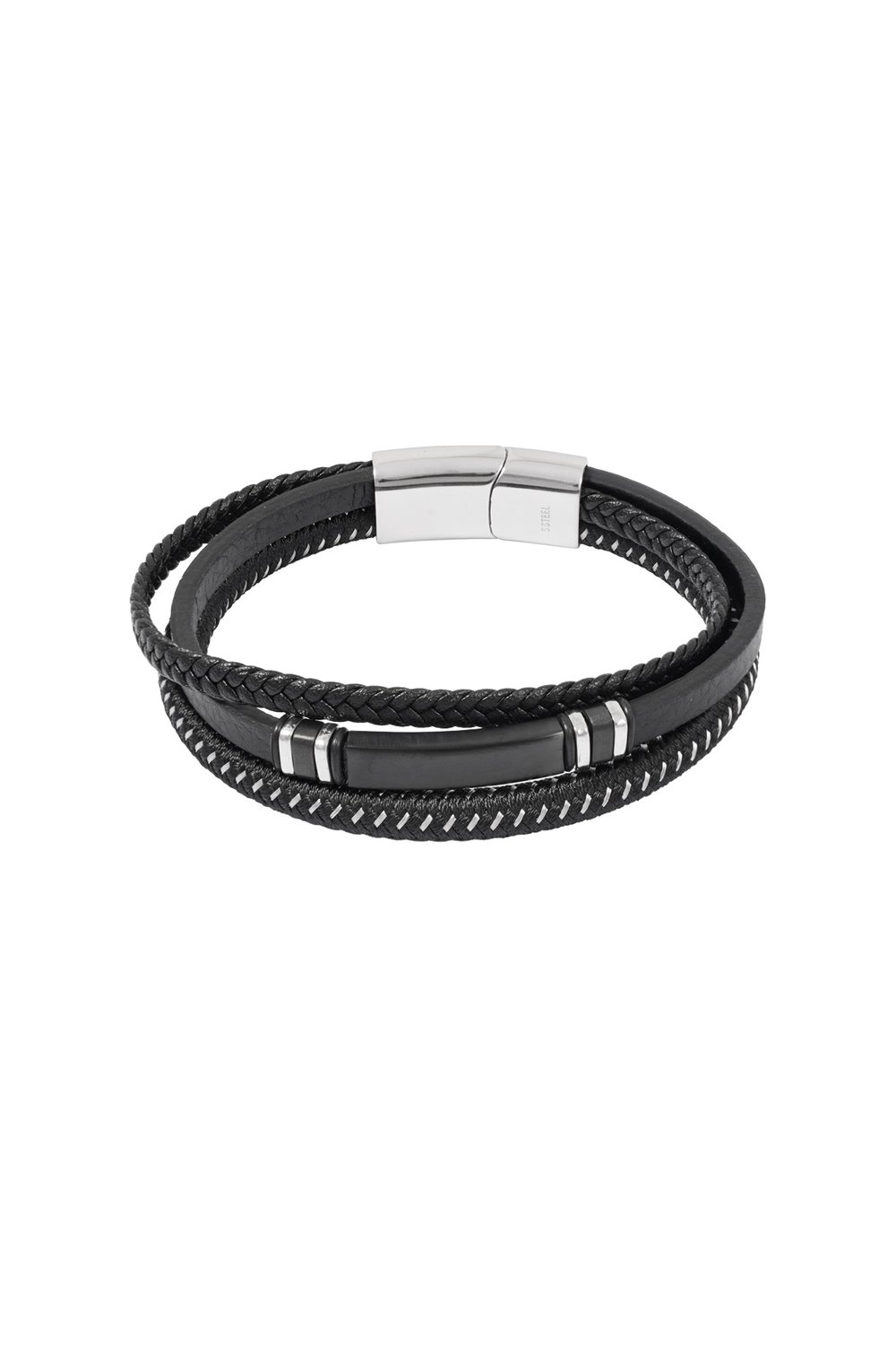 Casual double braided men's bracelet - black/blue