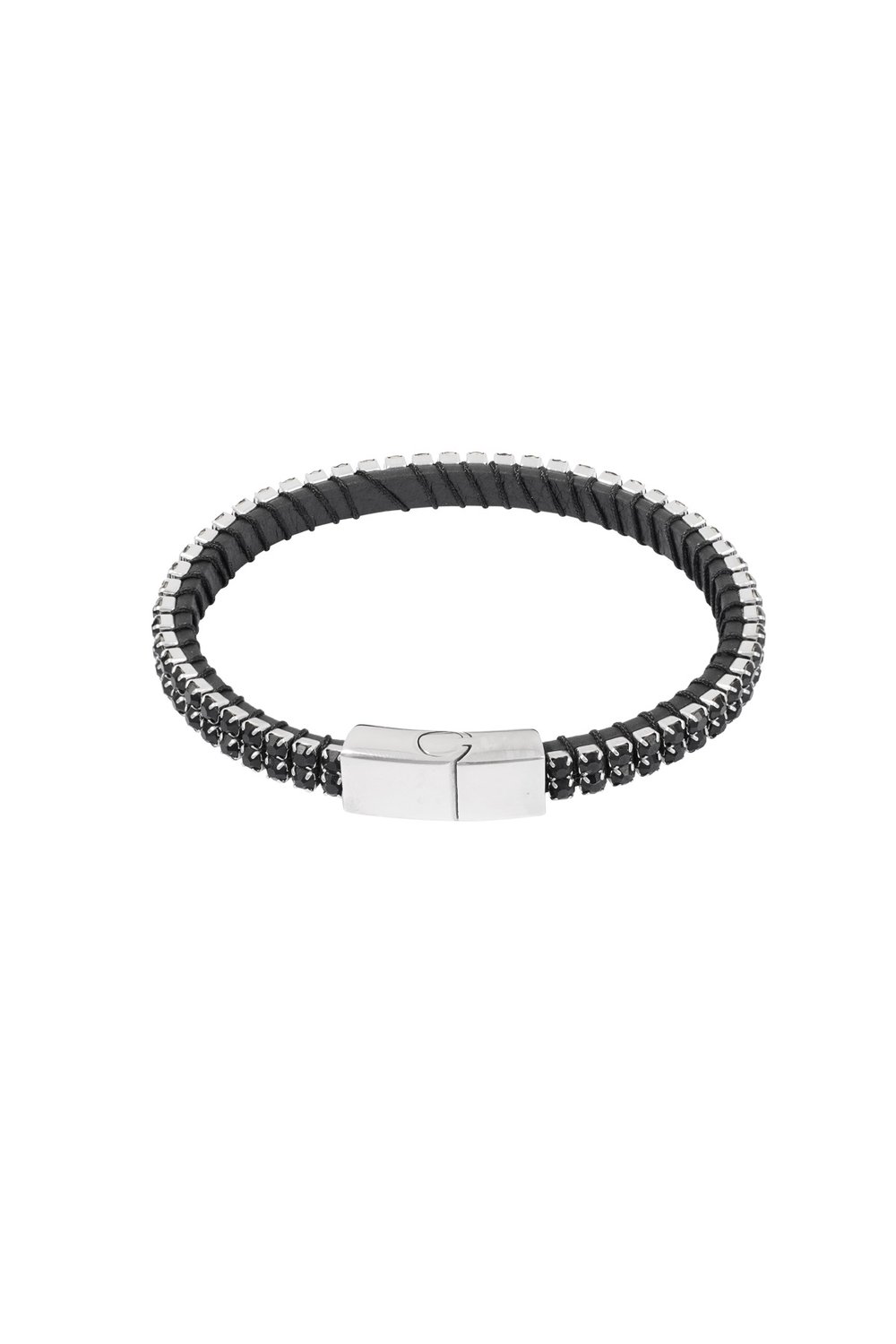 Cool casual men's bracelet - black/Silver color h5Picture2