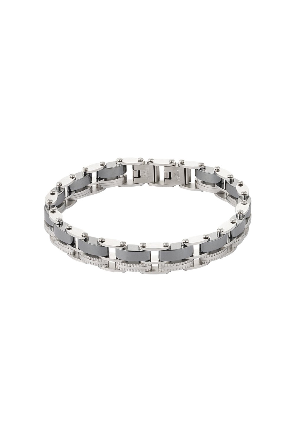 Double-linked men's bracelet - Silver Color color 
