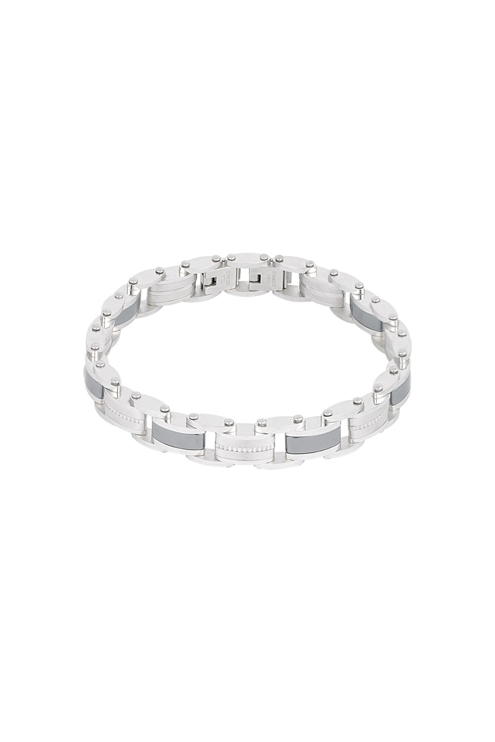 Linked steel men's bracelet - Silver color-1cm Picture3