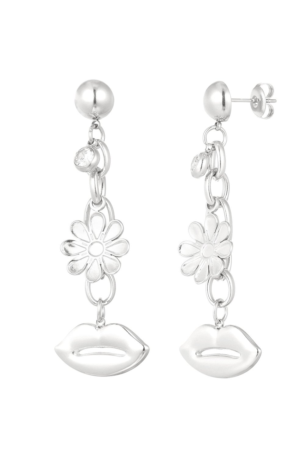 flower lips hang earrings 