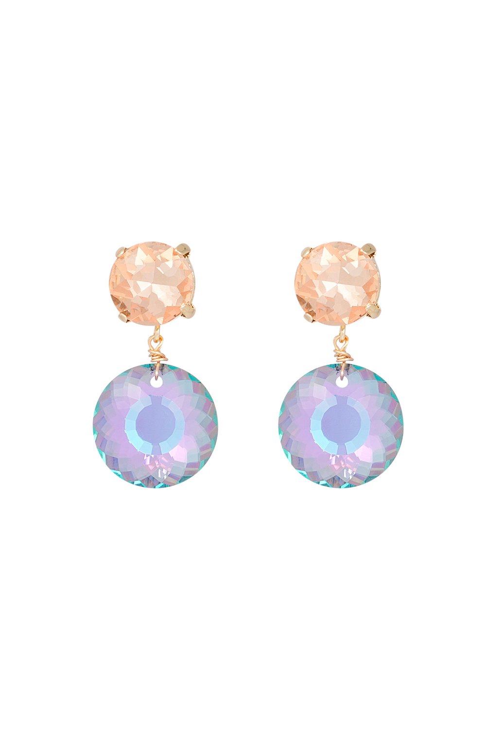 Double diamond earrings - white Gold Color