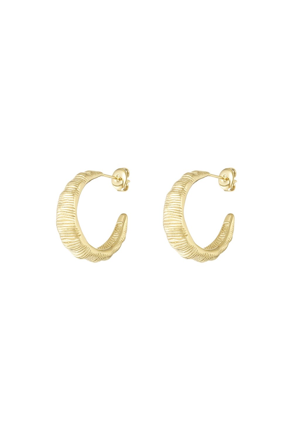 Textured Hoops earrings - Silver Color color