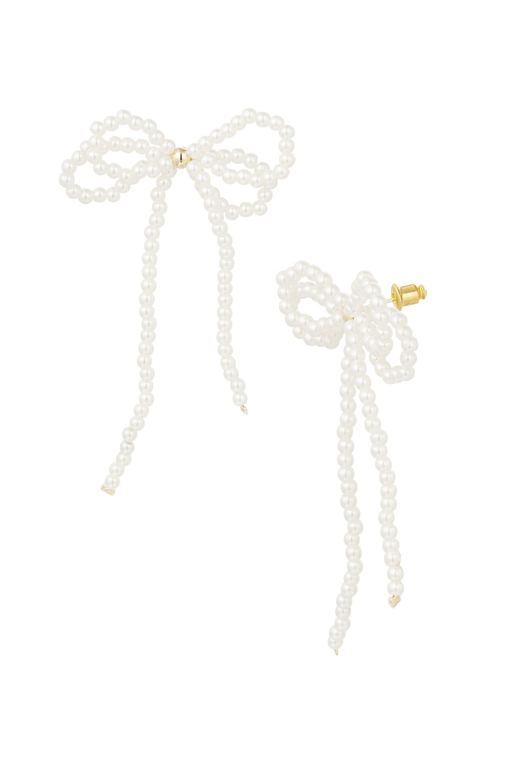 Pearl with double bow earrings