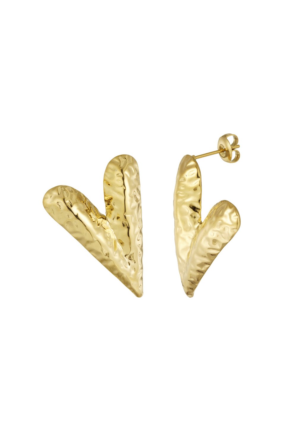 Structured love earrings - Silver Color color