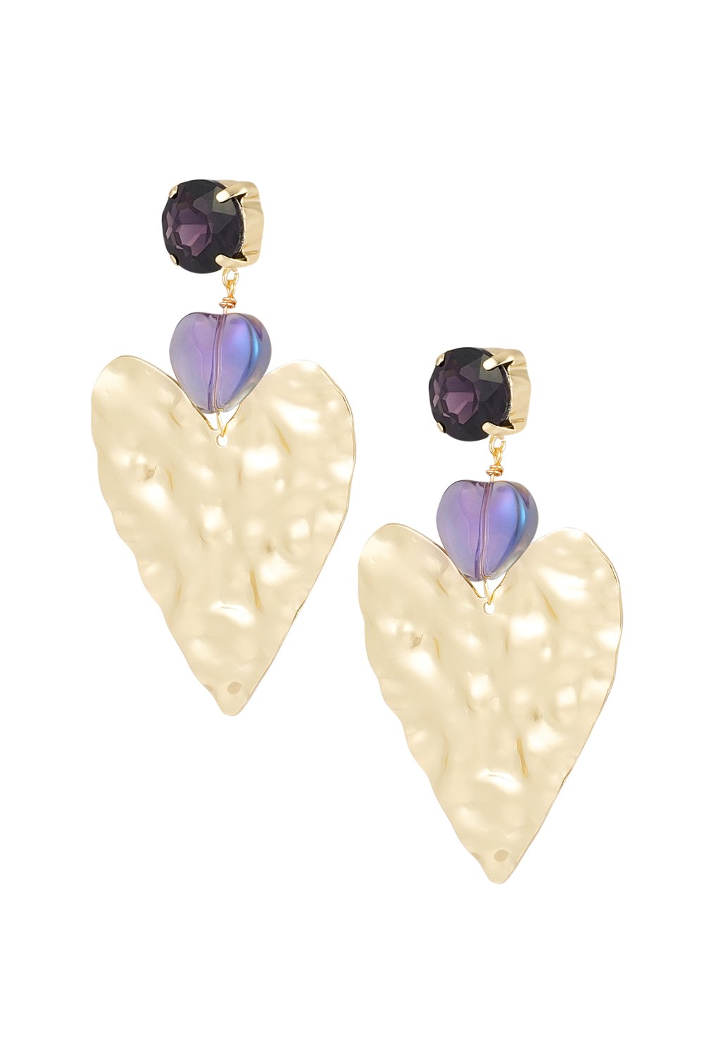 Big love statement earrings - black/Gold color  