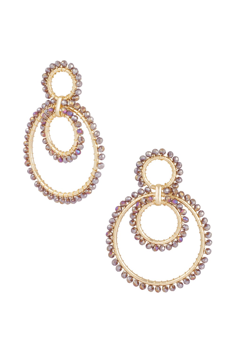 shimmering rings beads earrings - black &