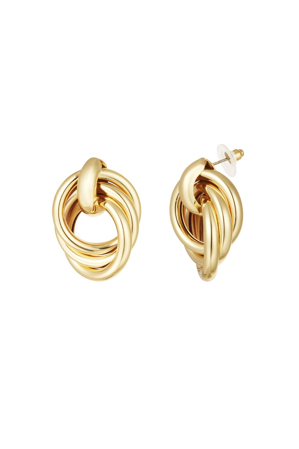 Gold color oversized button earrings