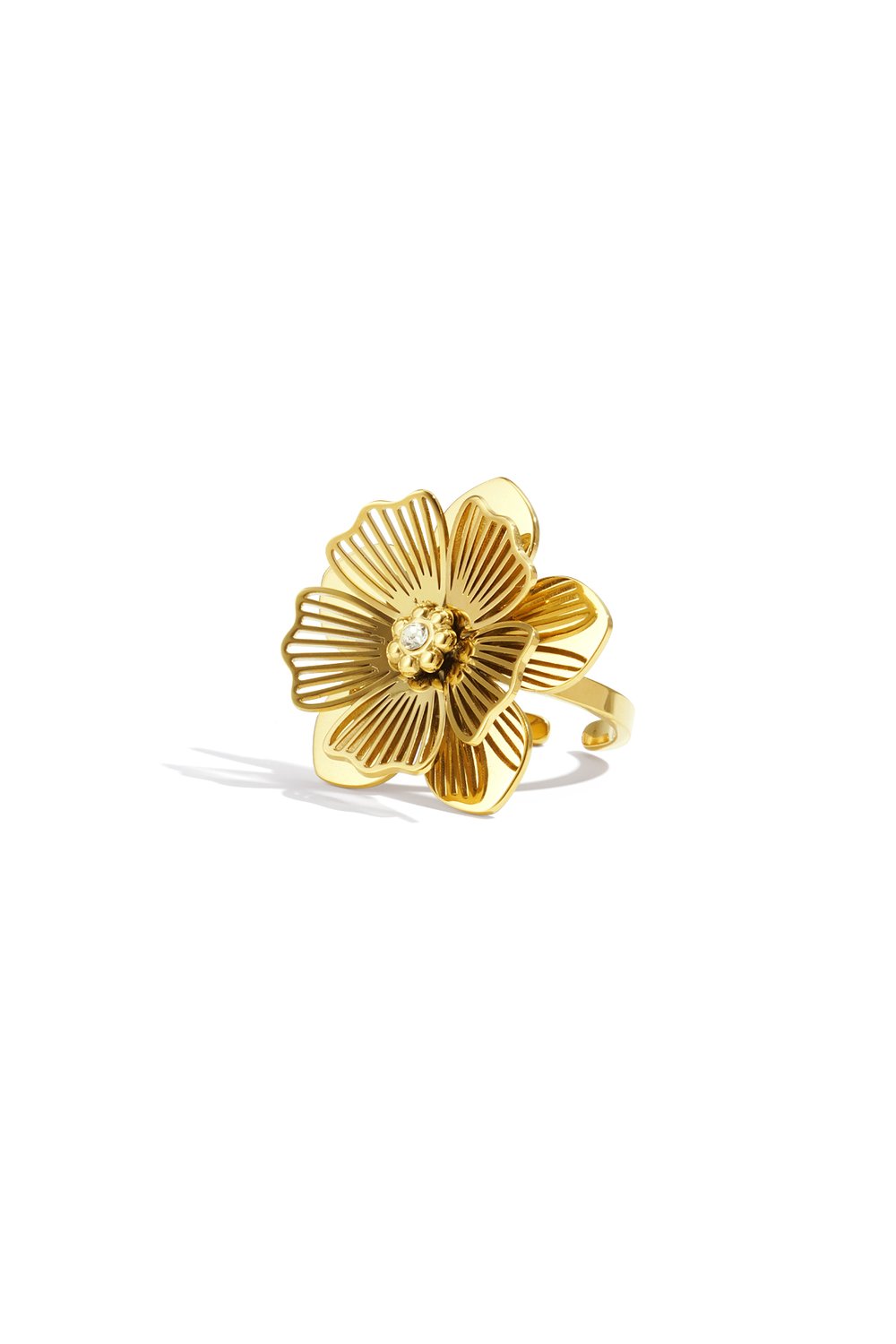 Edelstahl Statement Ringe Blume Casual Daily Simple Serie Damenschmuck