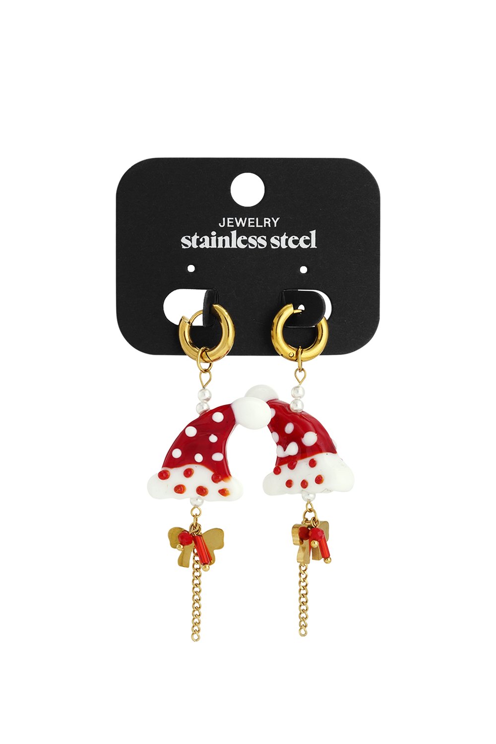 Pendientes colgantes de acero inoxidable con diseño navideño informal de dibujos animados, joyería para mujer Imagen3