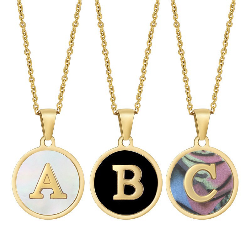 1 Piece Classic Letter Stainless Steel Gold Color Shell Women's Pendant Necklaces h5Picture2