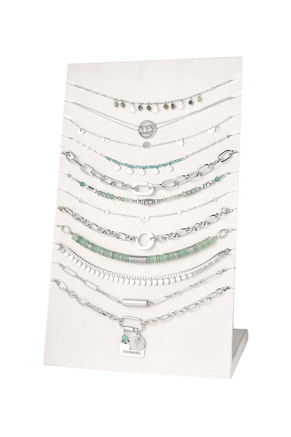 Necklace Display Charms - Green & Gold Color Stainless Steel 