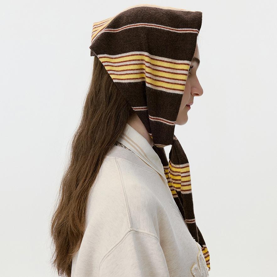 1 stuk retro gestreepte wollen dames driehoekige wintersjaals h5Afbeelding4