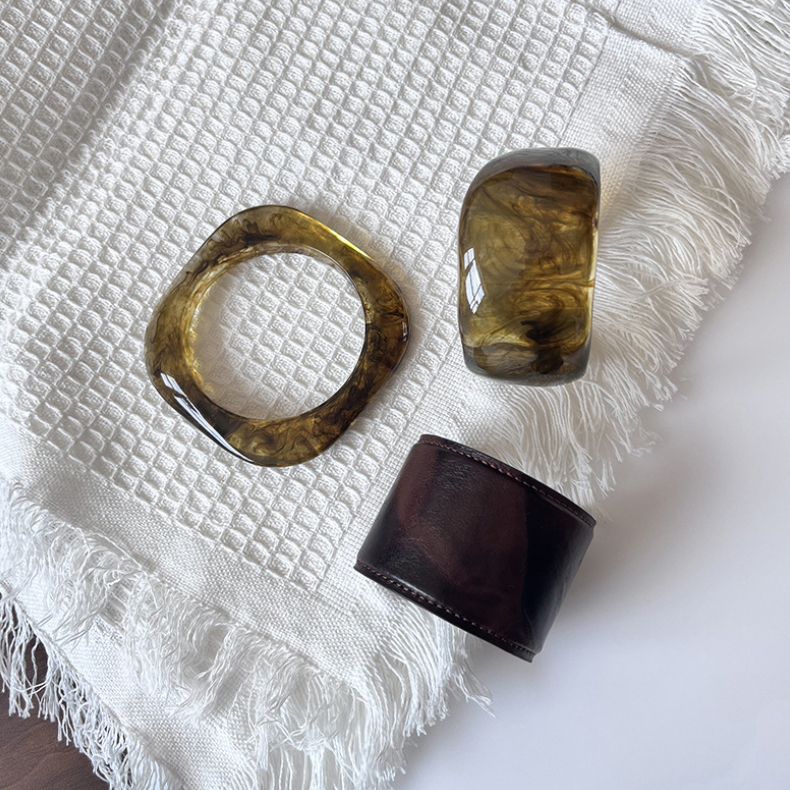 1 Parça Lüks Seri Retro Degrade Renkli Reçine Kadın Bilezikleri h5Resim2