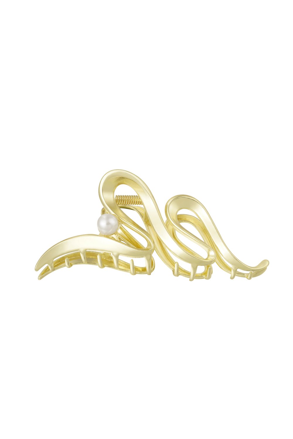 Hair clip curl with pearl - Gold Color Metal