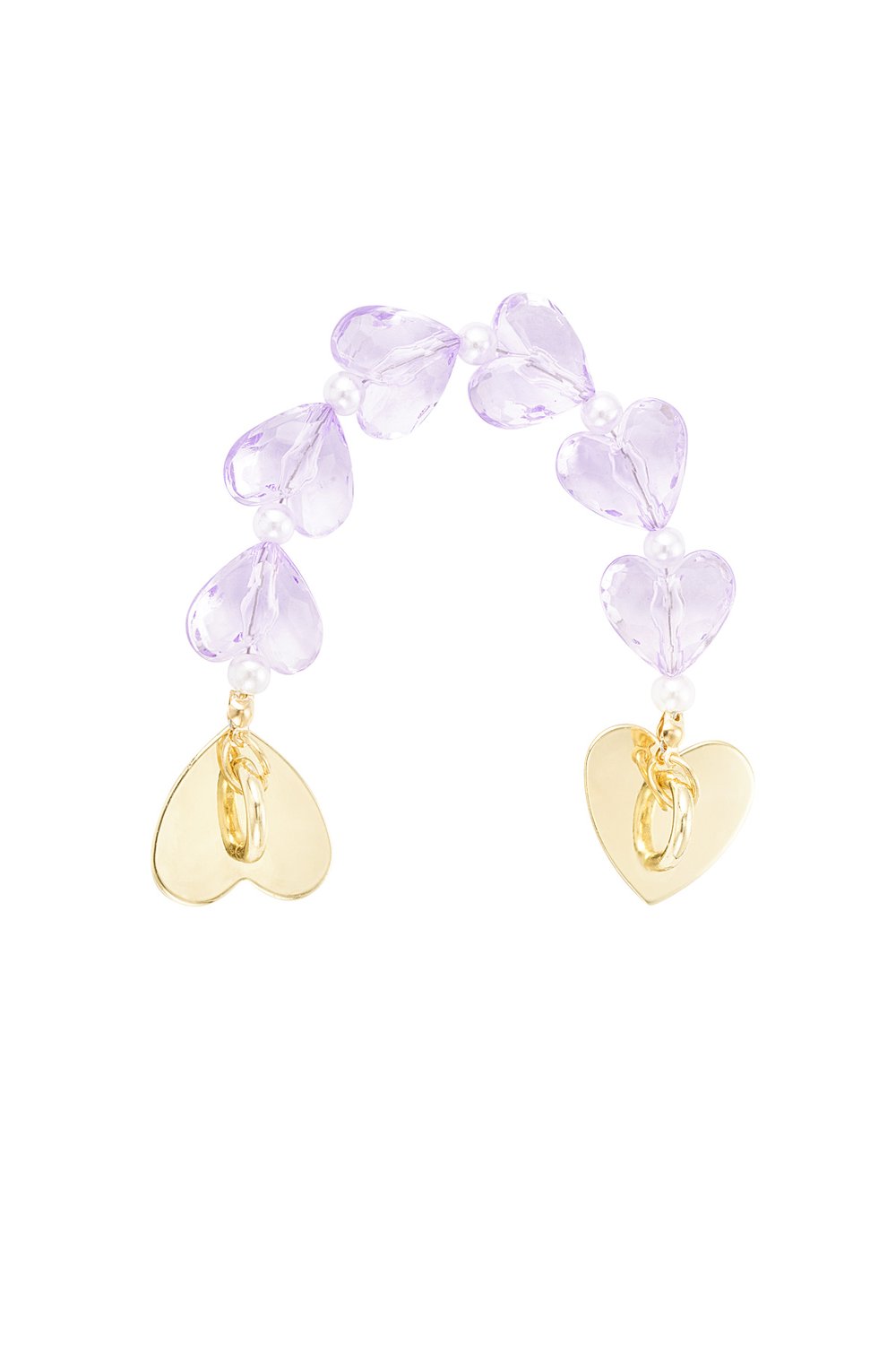 Short telephone cord with hearts - transparent 