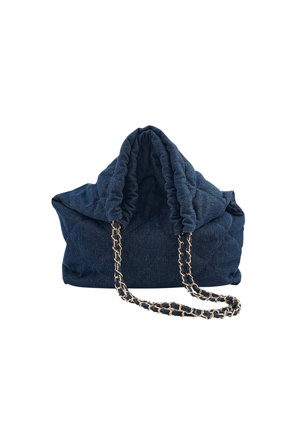 Denim bag with stitched motif and chain Picture4