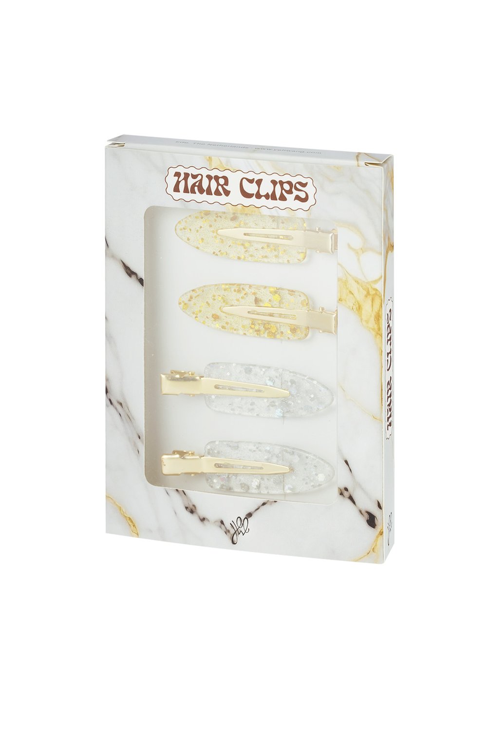 Haarspangenbox Marmor - Goldfarbe silber