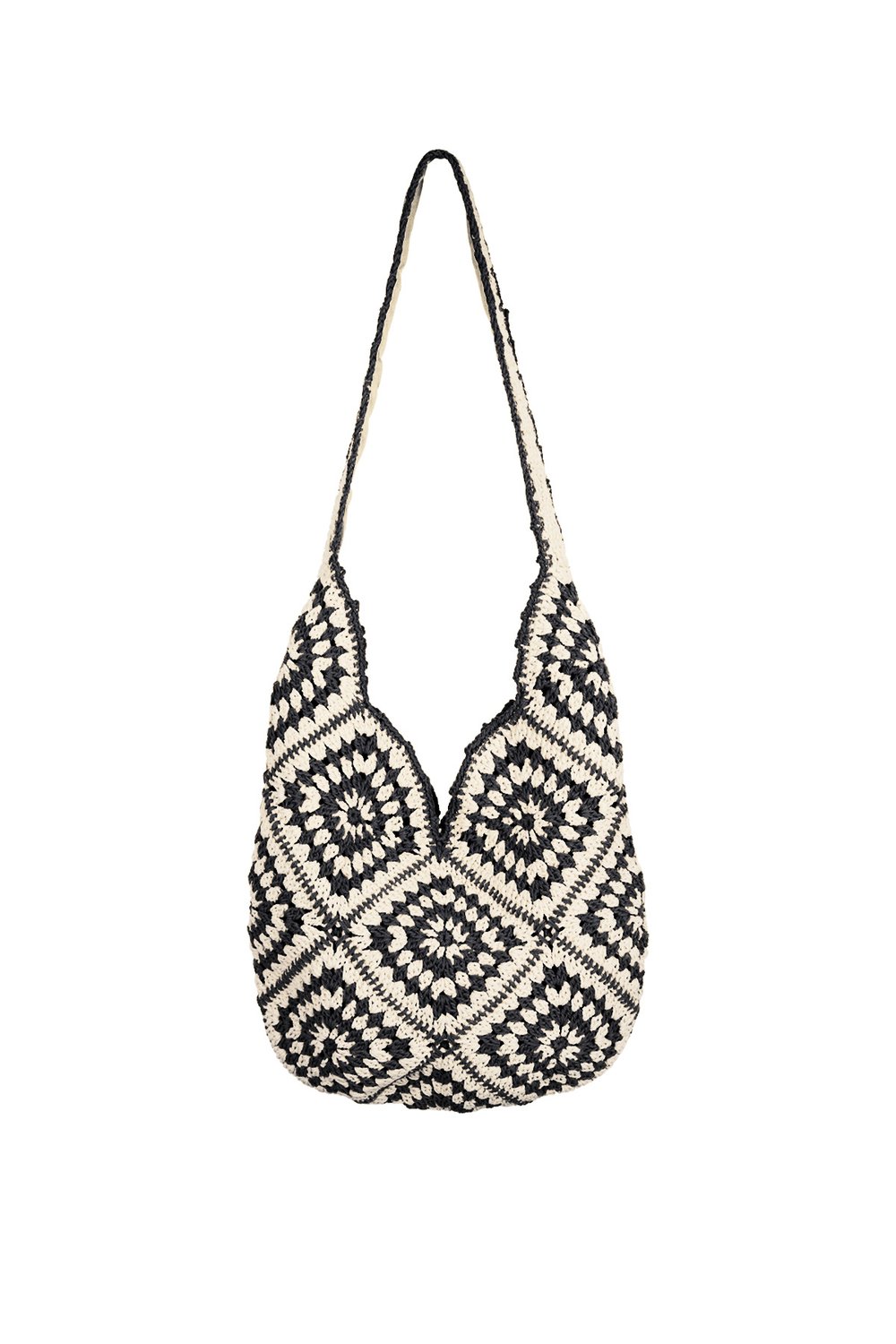 Bohemian Hobo bag - beige & white