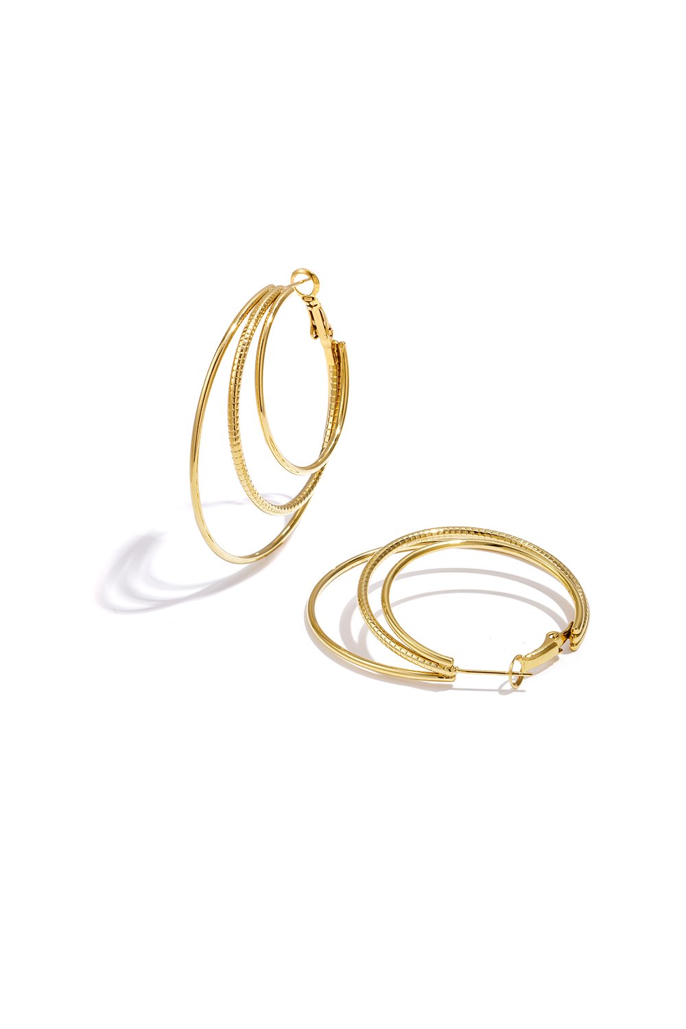 Layered plain hoop earrings 
