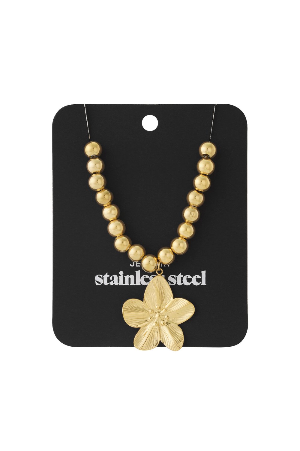 8mm hollow bead necklace with a flower Picture4