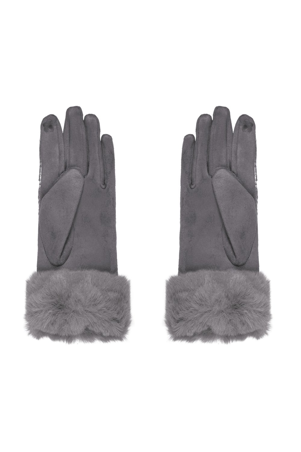 Gloves stitched with faux fur - Silver Color color Picture2