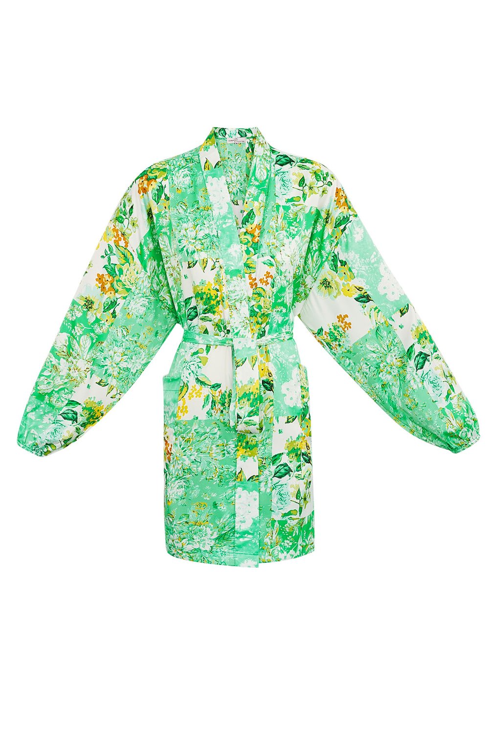 Korte kimono groene bloemen - multi Afbeelding7
