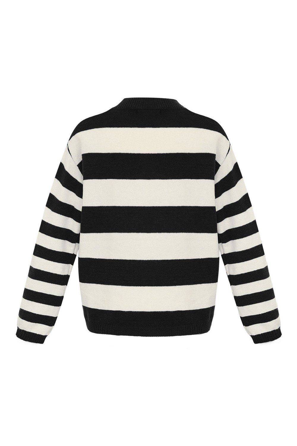 Gestreifter Strickpullover - schwarz und weiß Bild2