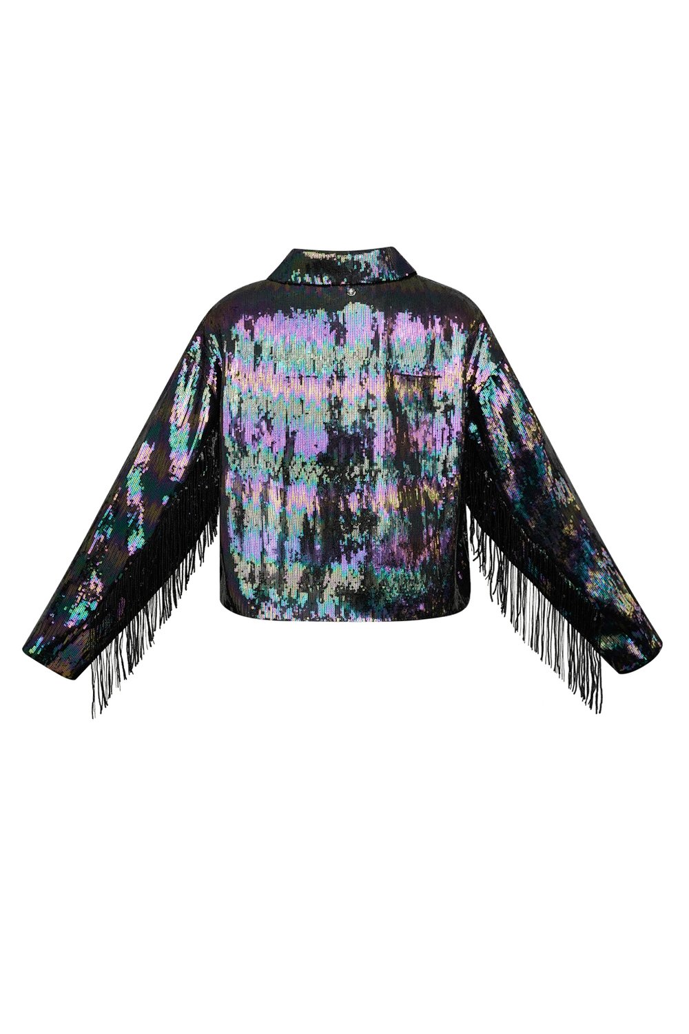 Mantel mit Pailletten und Fransen – Schwarz-Multi – S h5Bild7