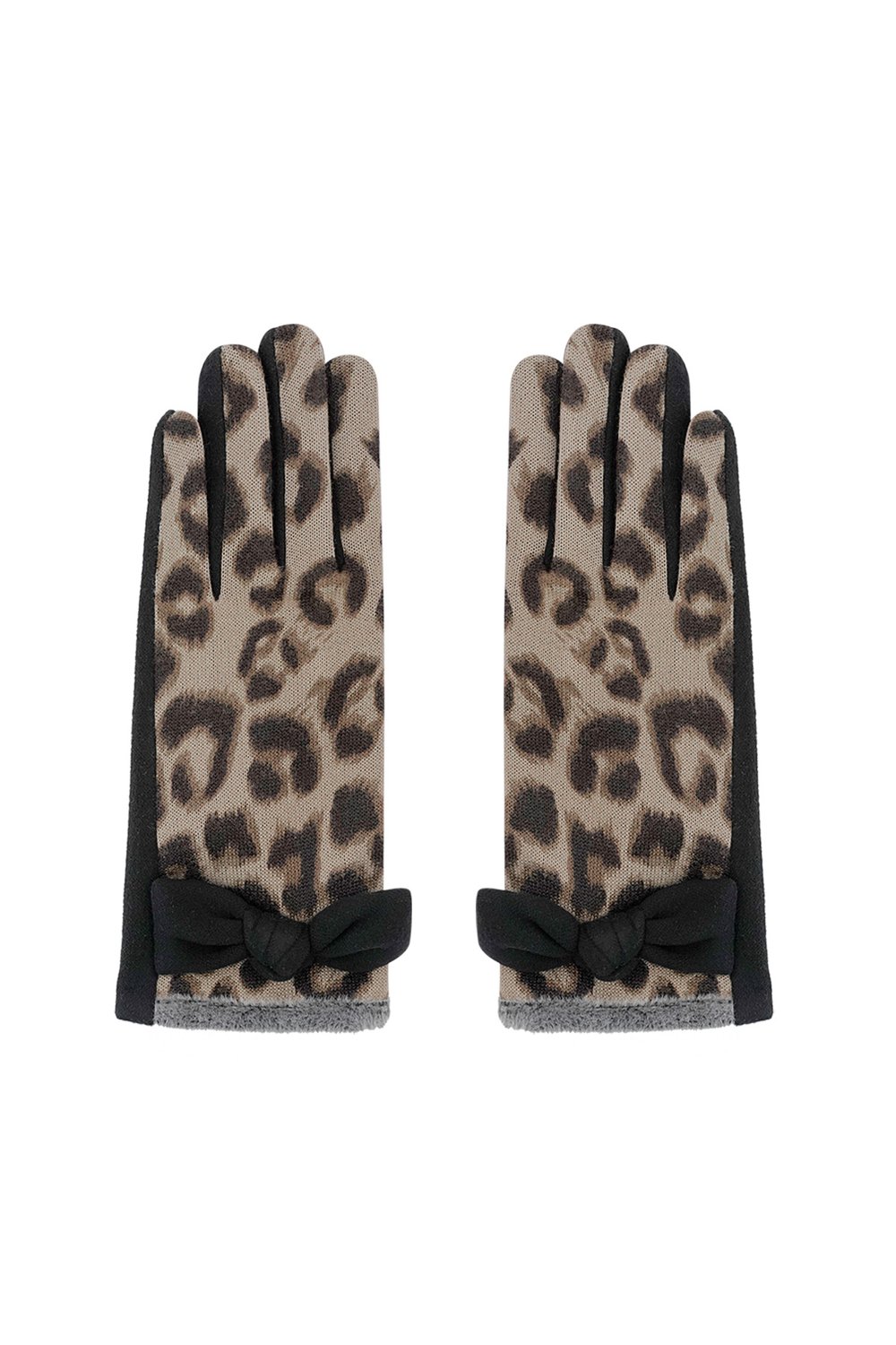 Leopard chic gloves - black & beige