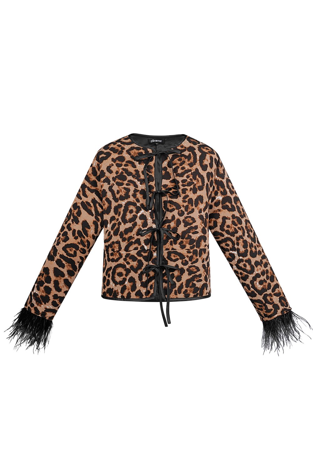 Feather jacket with leopard print - multi